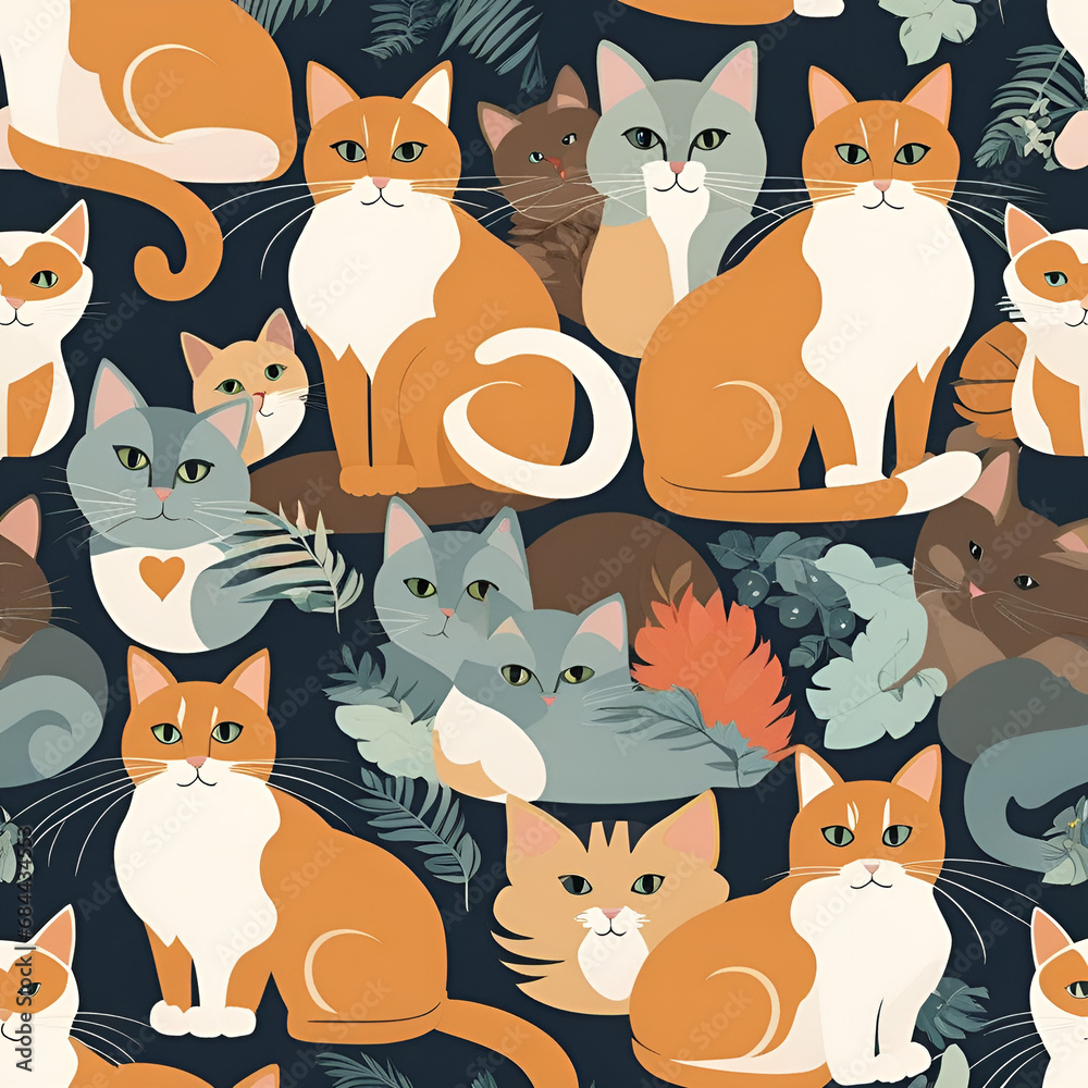 pattern with cats