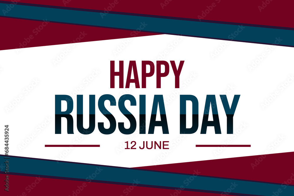 Fototapeta premium Happy Russia day background with traditional border design and typography in the center. Russia day wallpaper