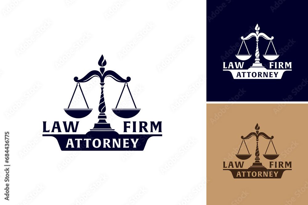 a law firm attorney logo design template. logo for legal firms with scales and traditional law symbols. Suitable for branding and marketing legal services.