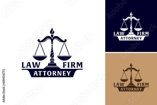 a law firm attorney logo design template. logo for legal firms with scales and traditional law symbols. Suitable for branding and marketing legal services.