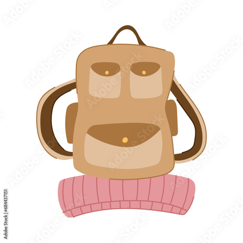 active hiking backpack cartoon. sport hike, mountain people, outdoor summer active hiking backpack sign. isolated symbol vector illustration