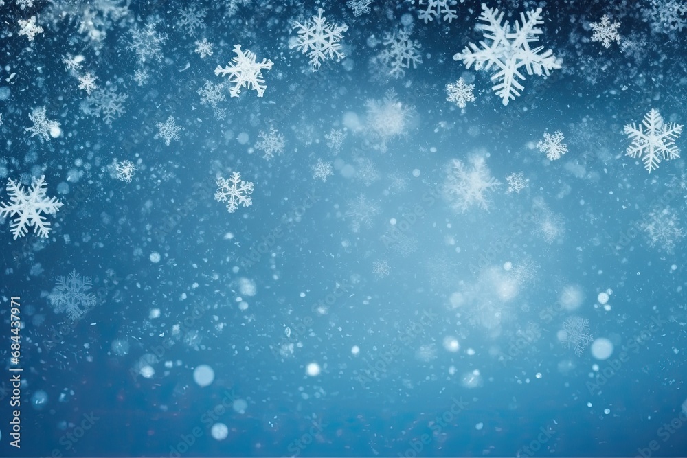 Fototapeta premium Winter christmas background with snow and snowflake, Generative AI
