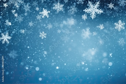 Winter christmas  background with snow and snowflake, Generative AI © tonstock