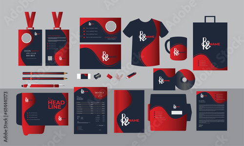 Brand Identity Mock-Up of the stationery set.Business office stationary mockup template of File folder,   corporate mug, T-shirt, CD Disk, and cover.