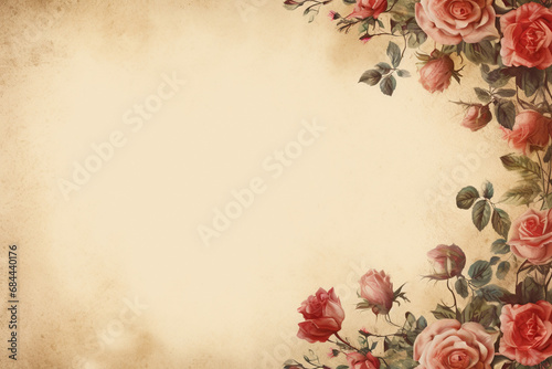 vintage background with english roses for Valentine day Generated By Ai 