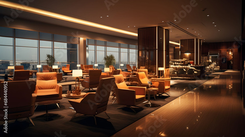 luxury VIP lounge seats in an airport, travel architecture concept photo