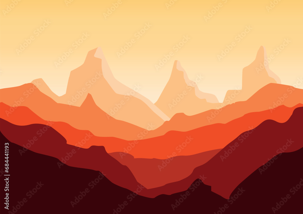 Landscape mountains, vector illustration for background.
