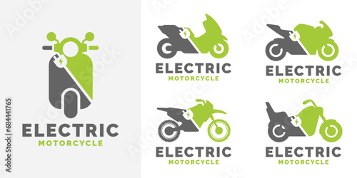 Electric motorcycle logo set design vector