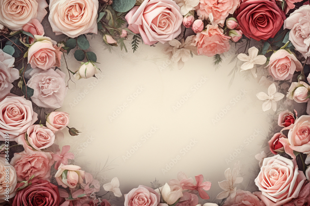 frame of roses for Valentine day,Generated By Ai 