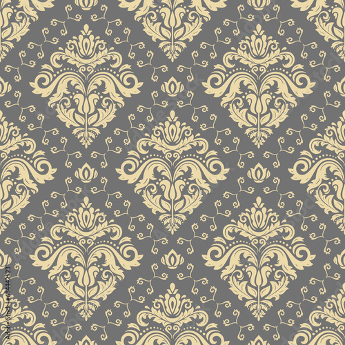 Orient classic gray and yellow pattern. Seamless abstract background with vintage elements. Orient pattern. Ornament for wallpapers and packaging