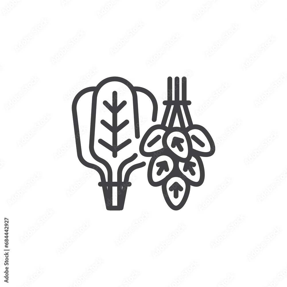 Culinary herbs line icon