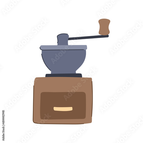 aroma mill coffee grinder manual cartoon. dark drink, grind food, old retro aroma mill coffee grinder manual sign. isolated symbol vector illustration