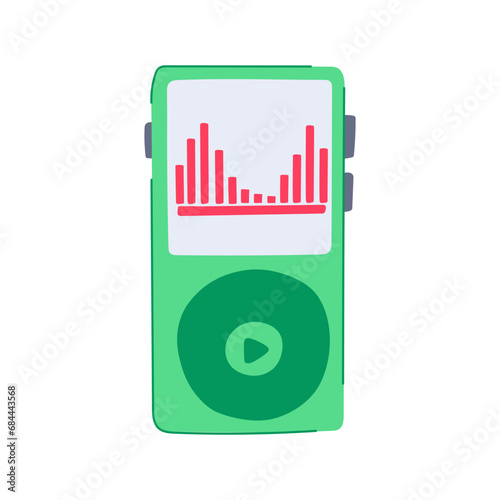 audio mp3 player cartoon. digital portable, electronic display, stereo mini audio mp3 player sign. isolated symbol vector illustration