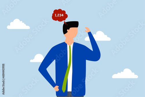 Overworked, Depressed businessman got frustrated thinking about work with unfinished numbers in his head.