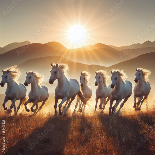 7 running horses photo