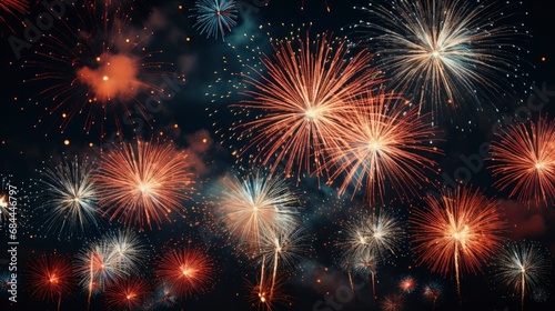4Th July Fireworks On Black Night   Background HD  Illustrations