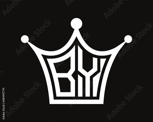 Crown shape BY letter logo design vector art