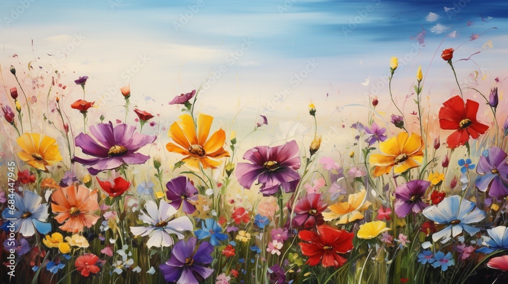 A symphony of colors in a field of wildflowers, perfect for crafting a vibrant summer overlay.