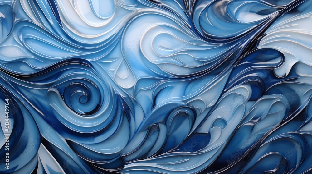 An abstract design of blue and silver swirls, giving the impression of a gentle metallic flow. An abstract design of blue and silver swirls, giving the impression of a gentle metallic flow.
