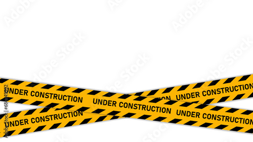 under construction tape warning banner image with transparent background, Under construction sign for construction site and website photo
