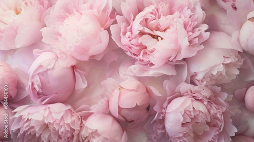 An artistic composition of pink peony blossoms  their soft colors and graceful forms perfect for a dreamy floral background.