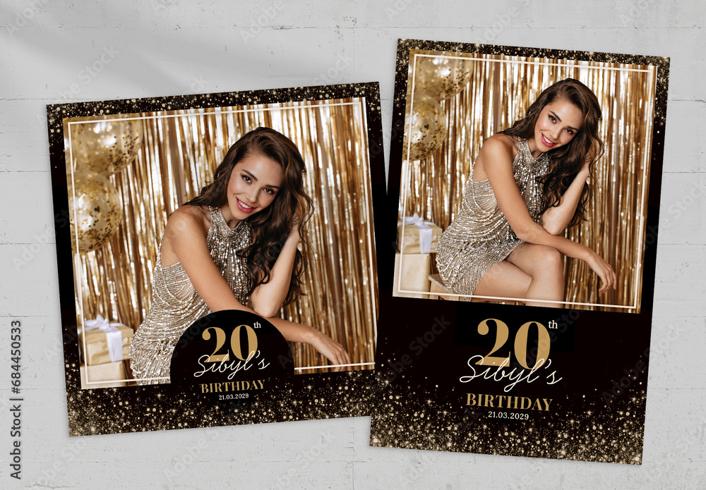 20th Birthday Photo Card Layout Stock Template | Adobe Stock