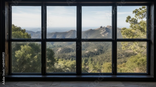 Generative AI image of a window frame that holds three panes of glass that you can see from a view that shows all three panes of glass