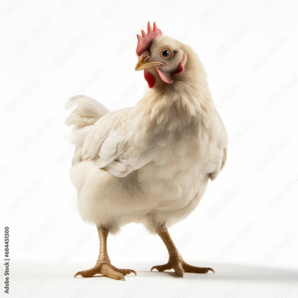 Generative AI image of A young chicken whole body commercial photography