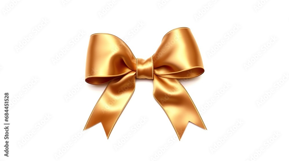 Golden bow with ribbon isolated on white background. 3d illustration Golden bow with ribbon isolated on white background. 3d illustration