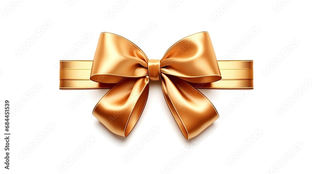 Golden bow with ribbon isolated on white background. 3d illustration Golden bow with ribbon isolated on white background. 3d illustration