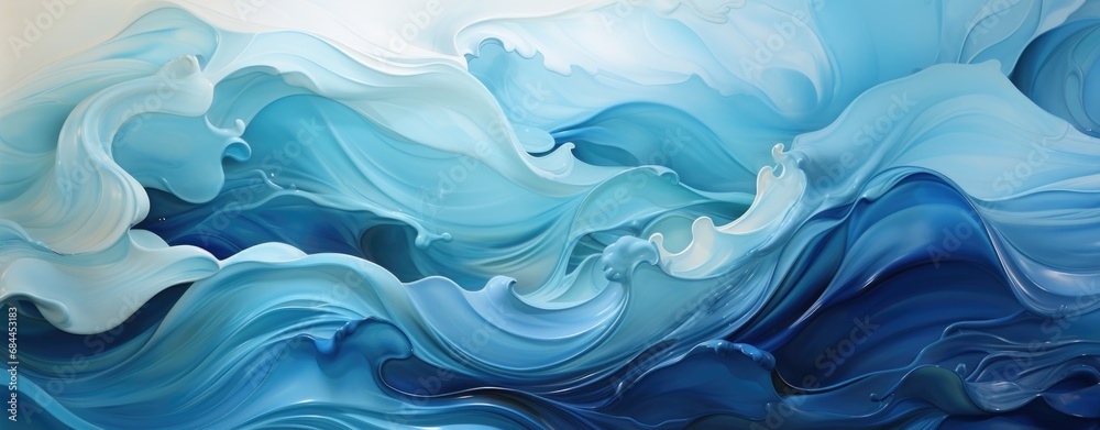 Majestic Blue Waves Painting Depicting Ocean's Dynamic Beauty.