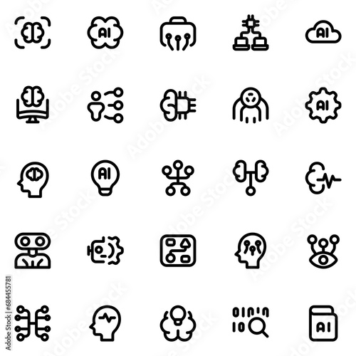 artificial intelligence line icon sheet
