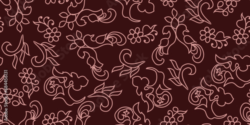 Floral Brush Strokes Seamless Pattern Background
