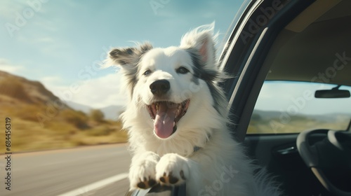Happy Dog Having Fun with Head Out of the Car Window  © Humam