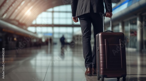 Businessman near suitcases at airport