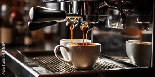 Espresso pouring with coffee machine.