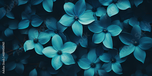 Turquoise Flower Image Leafy plant patterned blue background A close up of a bunch of blue flowers 