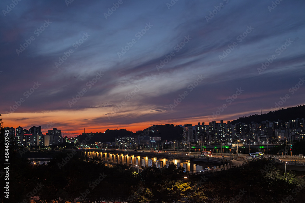 Fototapeta premium 한국의 해질녘 풍경