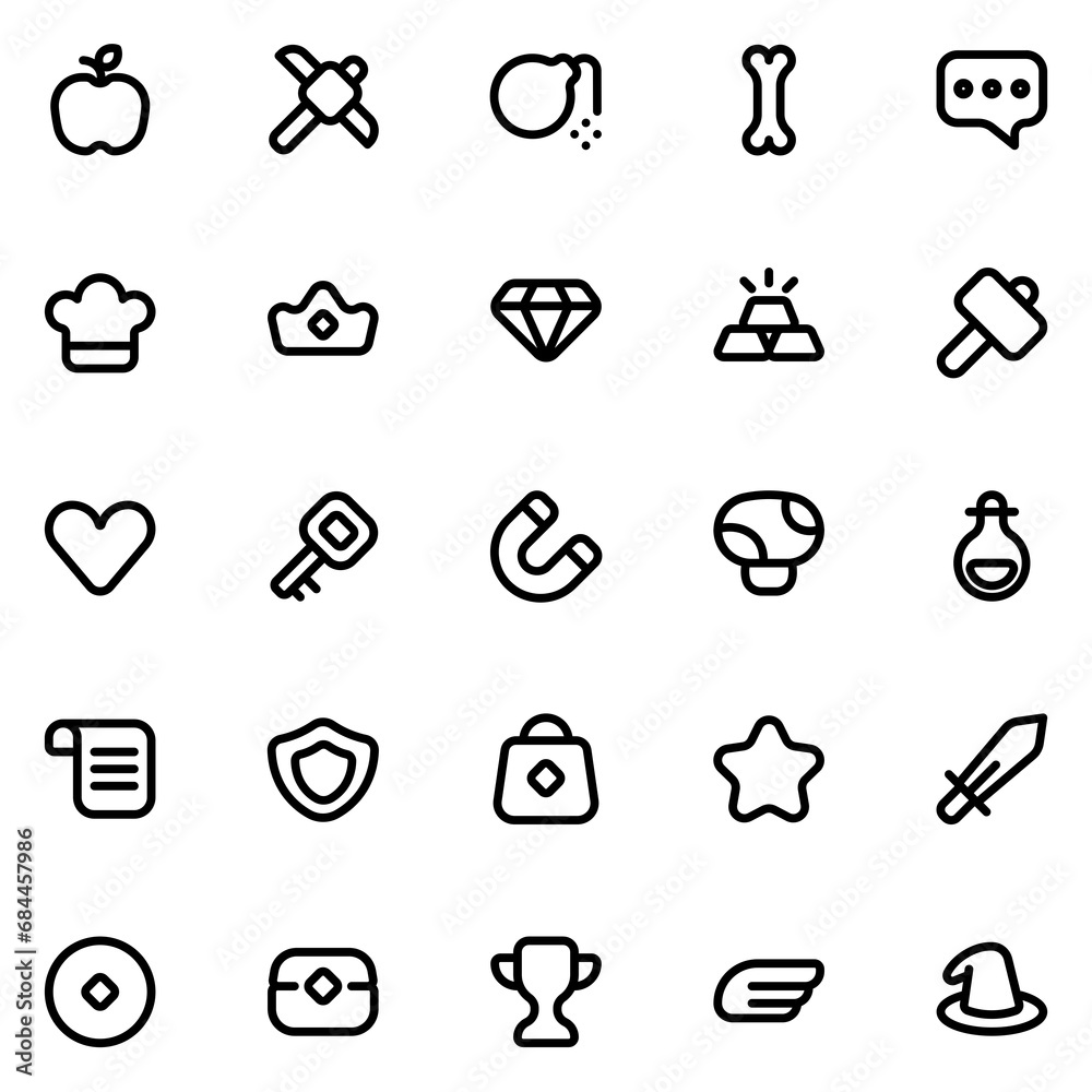game assets line icon sheet
game assets line icon sheet