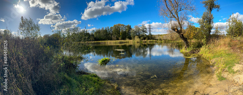 Fototapeta Naklejka Na Ścianę i Meble -  Panorama of a lake in nature in autumn