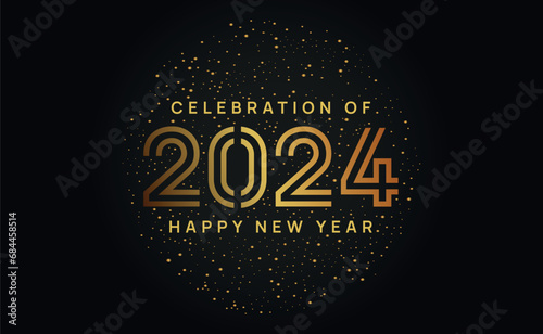 Happy New Year 2024 golden numbers design for posters, banners, calendar and greeting card.