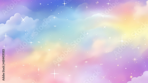 Aesthetic rainbow pastel galaxy shining stars background, abstract art backdrop