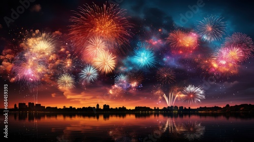 Colorful Firework Night Sky   Background HD  Illustrations