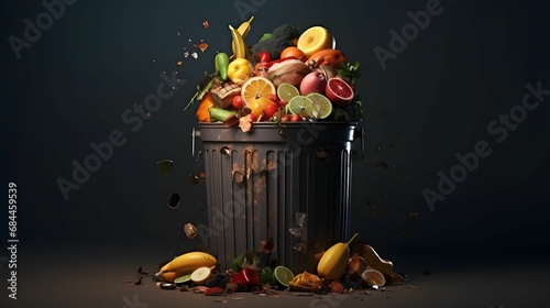 garbage can full of organic waste recycleing and separa separate waste . photo