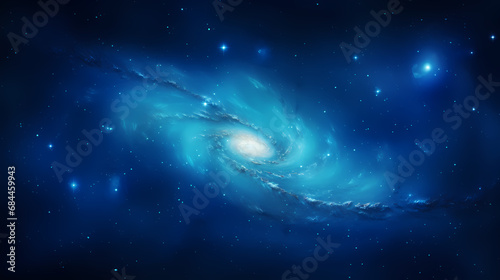 Blue spiral galaxy background, abstract art background © Derby
