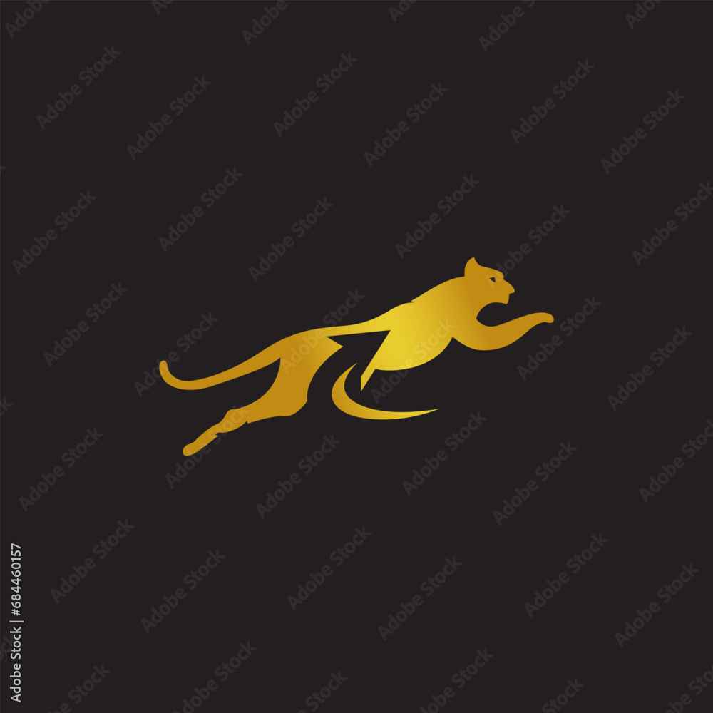 Obraz premium panther jump black icon design vector illustrator simple.