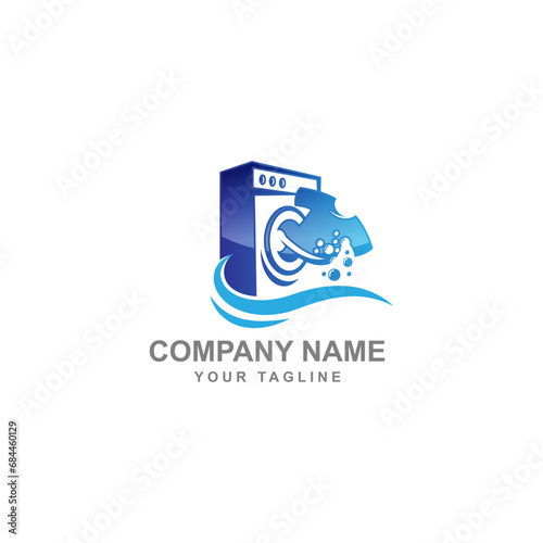 Laundry Logo Design Vector Icon Template Element.