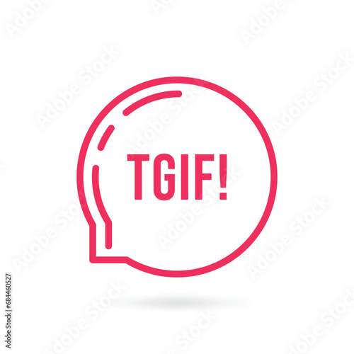pink thin line tgif logo like speech bubble. linear flat style trend modern logotype graphic design isolated on white background. concept of break away on spree party or end of the work week