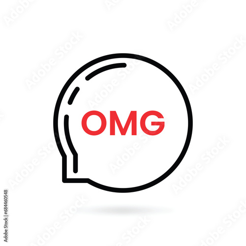 omg word in thin line bubble. flat simple trend logotype art graphic design element on white background. concept of oh my god text like surprise short message for web chatting or people stress emotion