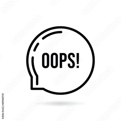 black oops thin line logo. flat stroke style trendy speech bubble logotype graphic art design element isolated on white background